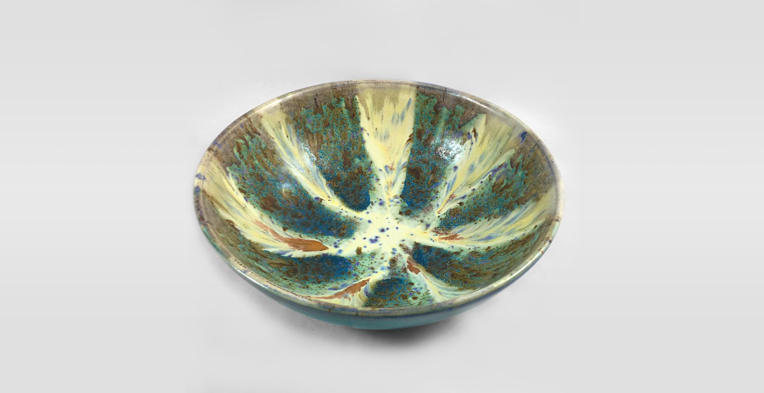 Peacock Feather Stoneware Bowl - Mayco