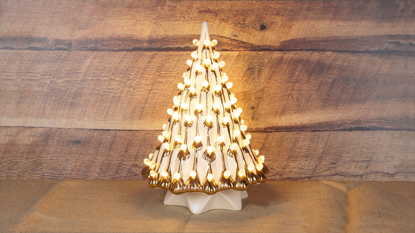 Medium Ceramic Christmas Tree w/Lights - Kiln Fire (Glaze Changes To Green)